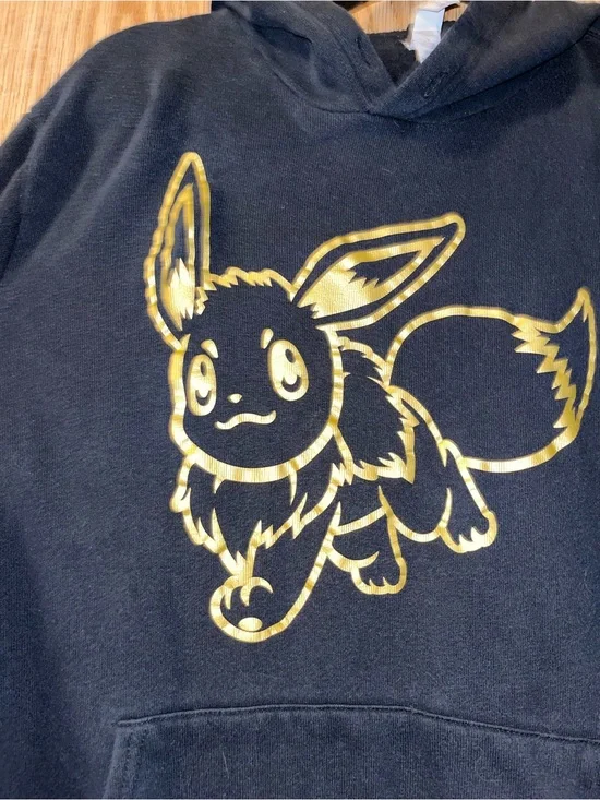 Black Hoodie with Gold Eevee Graphic