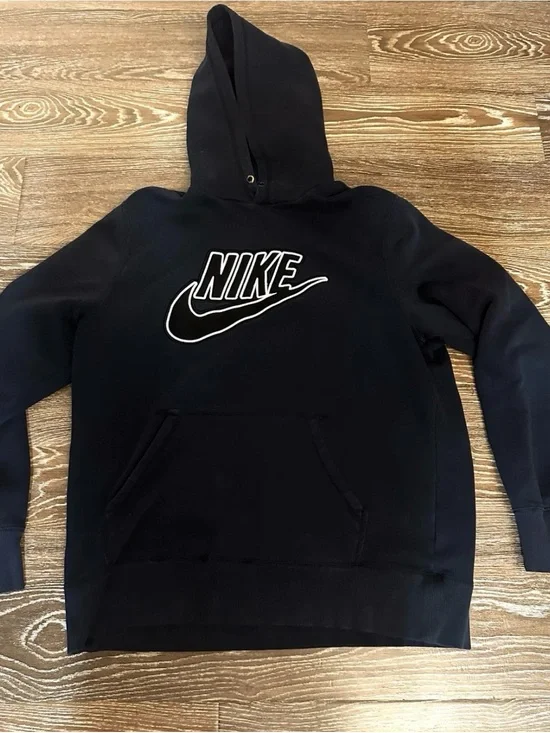 Nike Black Crewneck Hoodie with White Logo