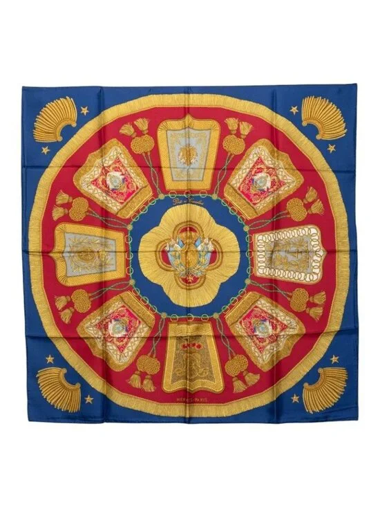 Hermes Carre 90 Poste Et Cavalerie Saber Decorative Bag Scarf Large Multicolor