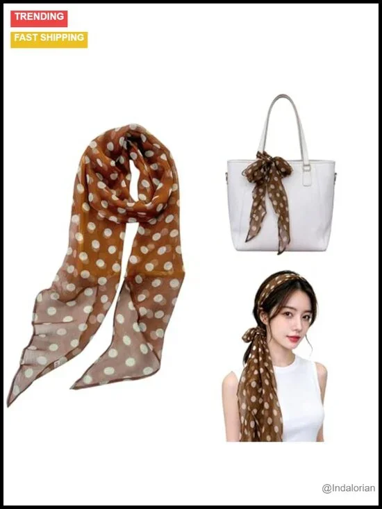 Chiffon Polka Dot Scarf - Lightweight Neck Scarf Head Wrap Versatile Styling
