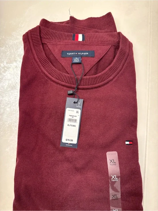 Tommy Hilfiger Men’s Wine Red Crewneck Sweater