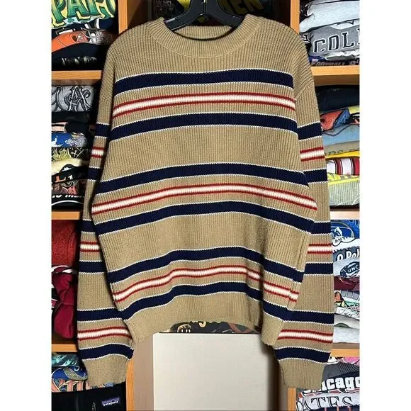 Vintage 90s Robert Bruce Men’s Wool Striped Knit Sweater