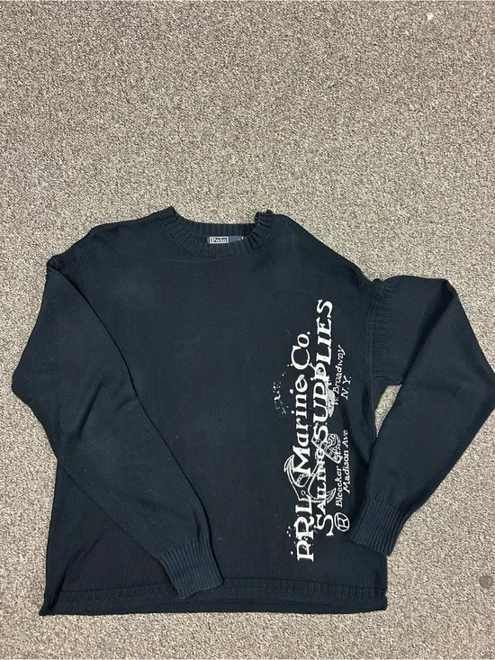 XXL Polo Ralph Lauren Mens Marine Co. Sailing Supplies Knit black Sweater