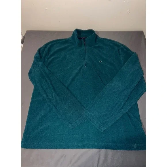 Crown & Ivy Mens XL Teal Green Heather Quarter Zip Fleece Pullover
