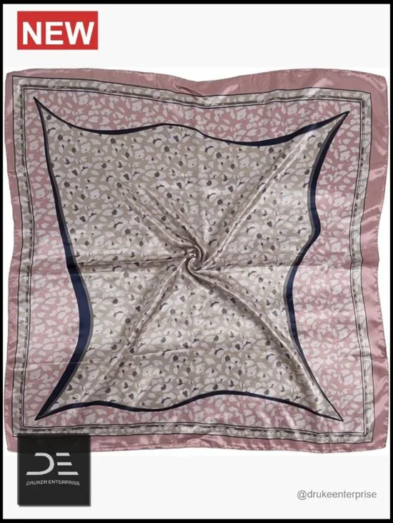 Satin Cheetah Graphic Square Head Scarf Hair Scarf for Women
