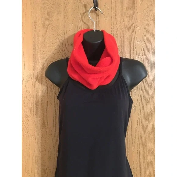 Red/Orange Fleece Infinity Scarf‎ Loop Neck Warmer Winter Accessory Solid Red