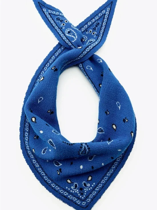 Zara Bandana Print Knit Neck Scarf