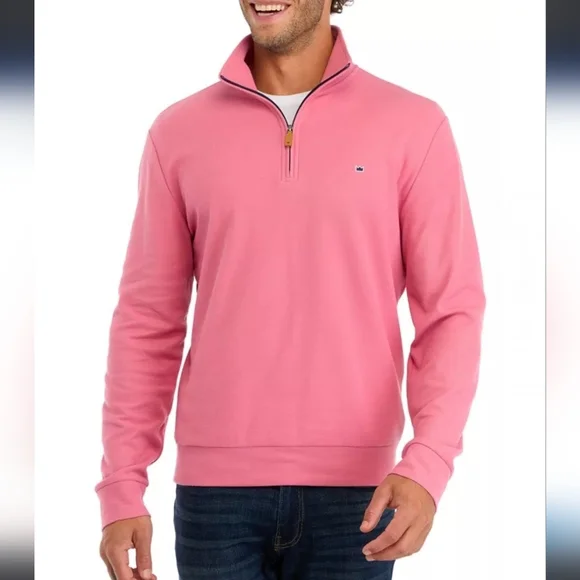Crown & Ivy Men's Pink Pique 1/4 Zip Pullover Nwt Size XXL