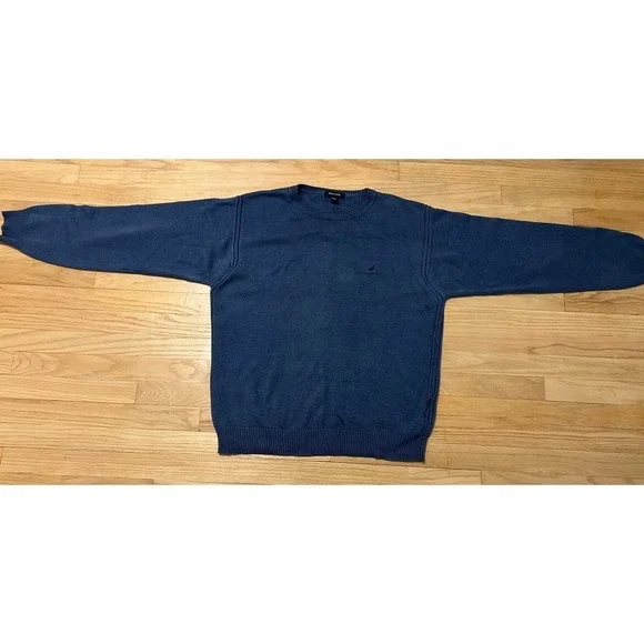 Nautica Mens Blue Cotton Crew Neck‎ Pullover Sweater XL