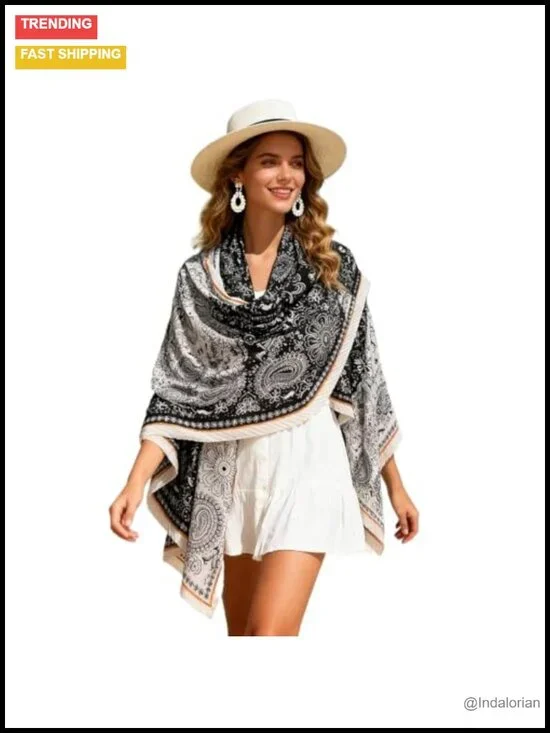 Boho Lightweight Scarf Shawl Wrap 70x35 Inches Polyester