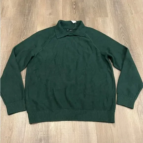 NWT Gap Green Cotton Blend Collared Sweater