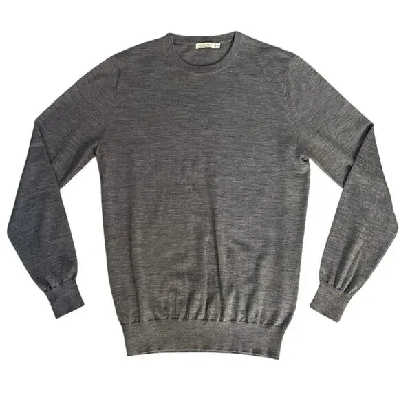 SuitSupply Size M 100% Merino Wool Crewneck Sweater Lightweight Grey Gray
