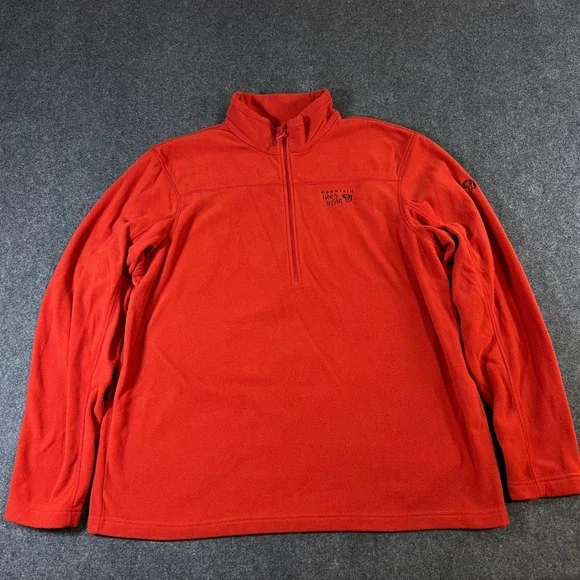 Mountain Hardwear Mens XL Red 1/4 Zip Fleece Pullover Mock Neck Hiking Sweater