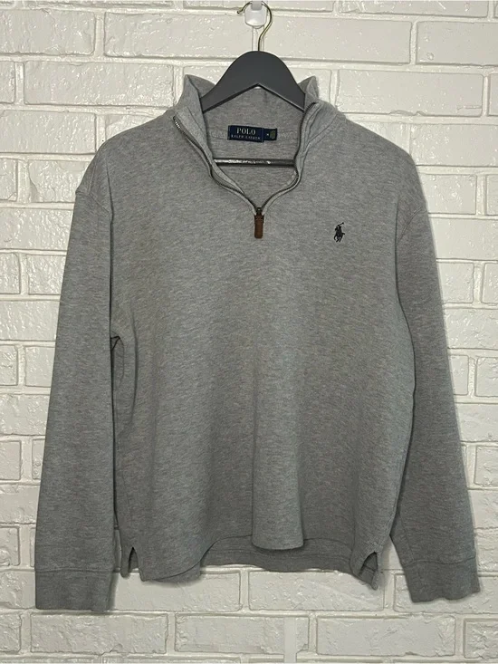 Polo Ralph Lauren Grey Quarter-Zip Pullover Medium