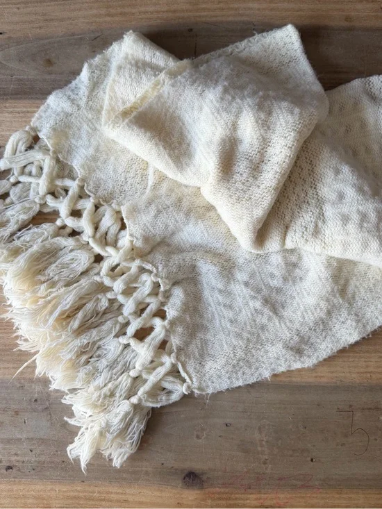 Cozy Cream Fringe Throw Blanket