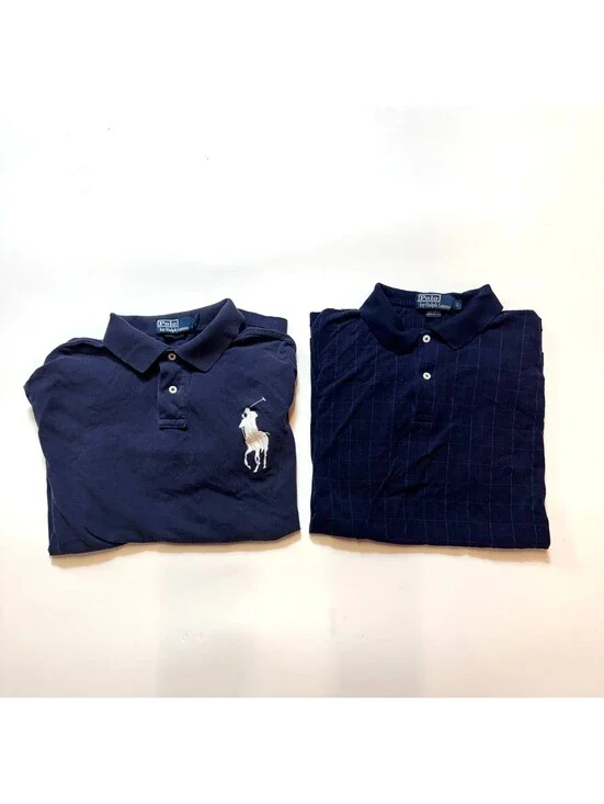 Polo Ralph Lauren Lot of 2 Mens Cotton Shirt Size L Blue Long Sleeve Pre-Owned