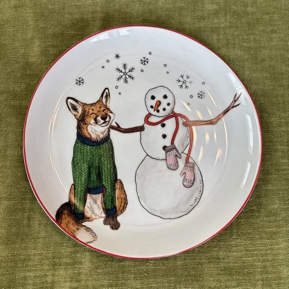 West Elm 2020 Rachel Kozlowski Christmas Dapper Animal Fox Salad Plate So Cute