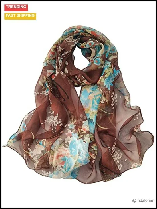 Lightweight Floral Pattern Sheer Fashion Scarf - 63