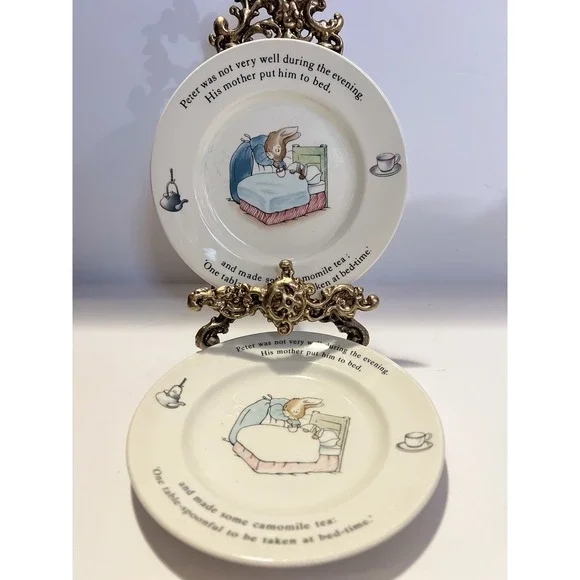 VTG Wedgwood Beatrix Potter PETER RABBIT Bread/Biscuit 6-3/4 inch Plate Set of 2