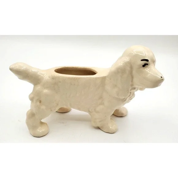 Vintage Small White Cocker Spaniel Dog MCM Planter