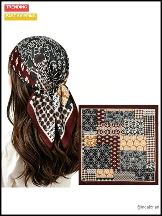 Large Square Head Scarf for Women, Soft Polyester Hair Wrap for Sleeping, Neck
