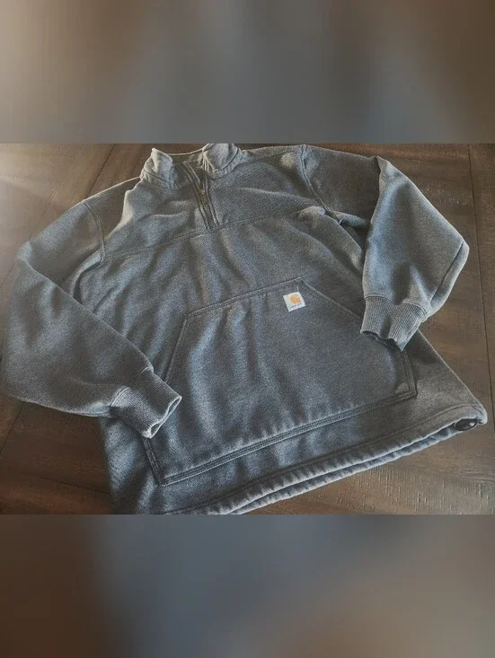 Carhartt Men’s Dark Gray Half-Zip Cotton Pullover Medium