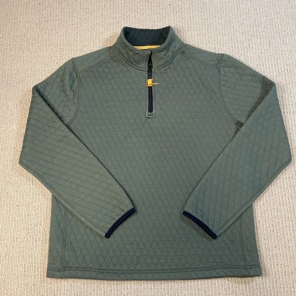 J.Crew Men's Medium Authentic Fleece Quarter Zip Quilted Pullover Green