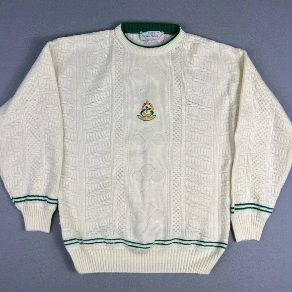 VTG Ireland‎ Knit Sweater Mens Large Acrylic 1990s Shamrock Crest St Patricks