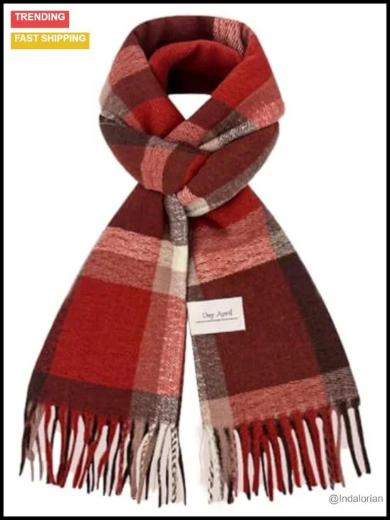 Winter Fringe Scarf Plaid Wrap Shawl Oversized Blanket Scarf