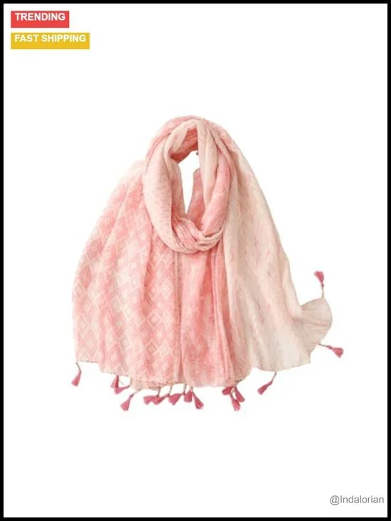 Boho Lightweight Pashmina Scarf Wrap with Fringed Beads for Travel