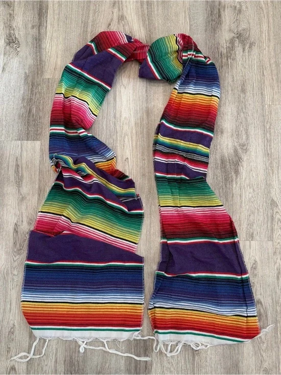 Colorful Serape Stripe Fringe Scarf Boho‎ Festival
