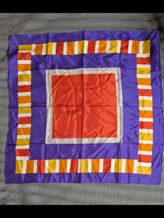 Bold Color Block Acetate Scarf - Purple, Red, Yellow