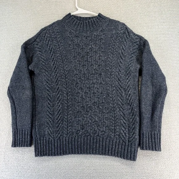 Banana Republic Cable Knit Sweater Mens Medium Blue Knarl Fisherman Preppy