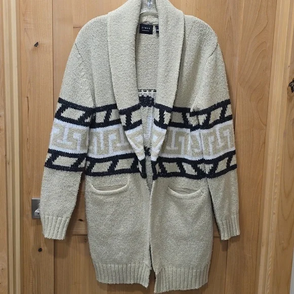 Vtg. Aztec Geo Design Knit Cardigan Sweater By Press Sz M