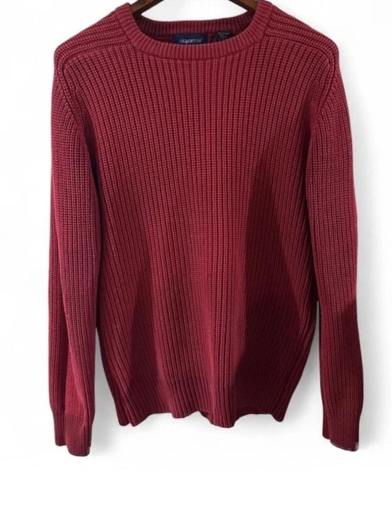 Vintage Y2K Red Ribbed Knit Sweater Size Men’s Large