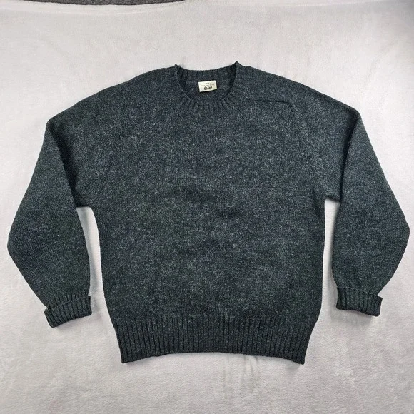 Vtg 100% Shetland Wool Knit Sweater Mens 42 Hunter Forest Green Marled Ireland