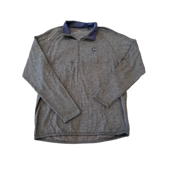 Peter Millar Mens Gray Heather Quarter Zip Performance Pullover Sweater Size M