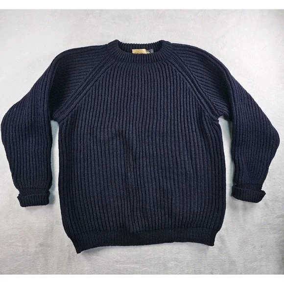 Vintage 80's Mybro Chunky Knit Jumper Mens XL Fisherman Aran Heavyweight Navy UK