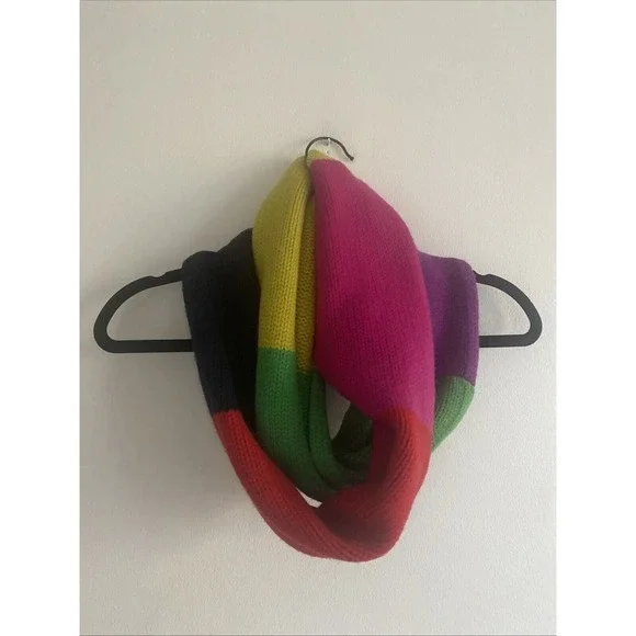 Kate Spade Color Block‎ Knitted Infinity Scarf 100% Wool