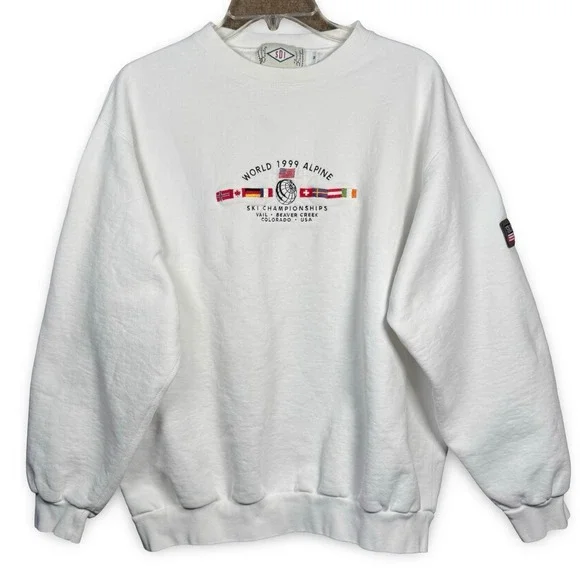 VTG Vail 99 Colorado Sweatshirt Ski Championships Beaver Creek USA 1999 White