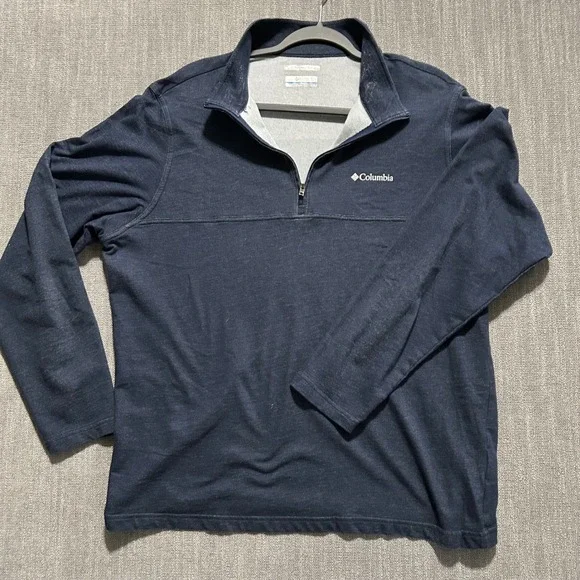 Columbia‎ Mens Omni-Wick Quarter Zip Pullover Navy Blue Heather L L/G RN69724
