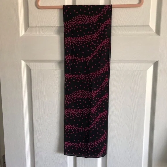 Vintage black with pink polka dot lightweight scarf