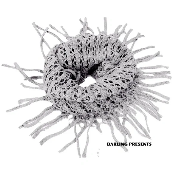 Infinity Fishnet Fringe Scarf Women Color Gray