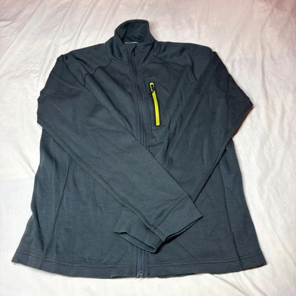 Smartwool Mens Merino‎ Wool Full Zip Jacket Gray Chest Pocket Medium RN116388