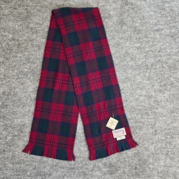 NWT Vintage Highland Home Industries Scarf Tartan Plaid 100%‎ Lambswool Scotland