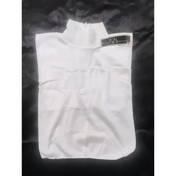 NWT Vintage Baar & Beards White Knit Mock Turtleneck Dickey Made in USA 1990s