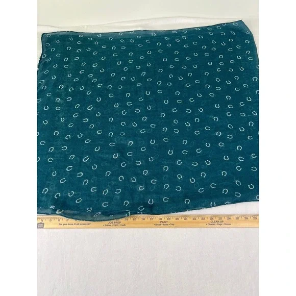 Horseshoe Scarf Wm OS Teal Green Good Equestrian Print Accessory Cowgirl Western