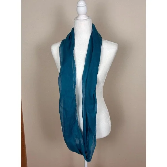 Womens Teal Blue Sheer Lightweight Gauze Infinity Loop Scarf One Size FGA14156B