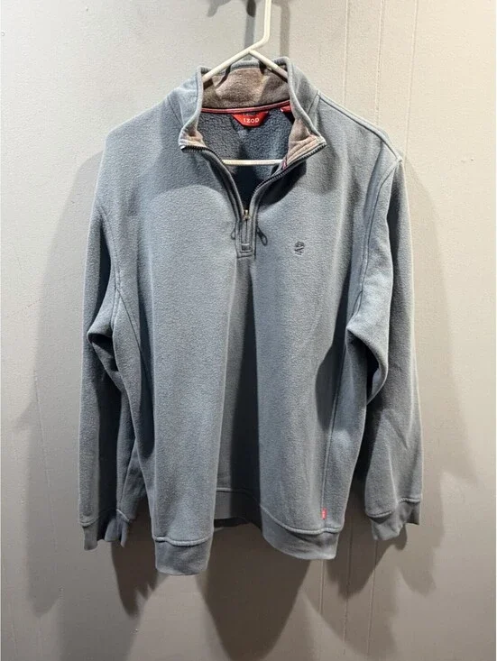 Mens Sweater Izod 1/4 Zip Size Large Blue