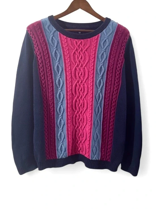 Vintage Tommy Hilfiger Cable-Knit Cotton Crewneck Sweater Size Men’s XL